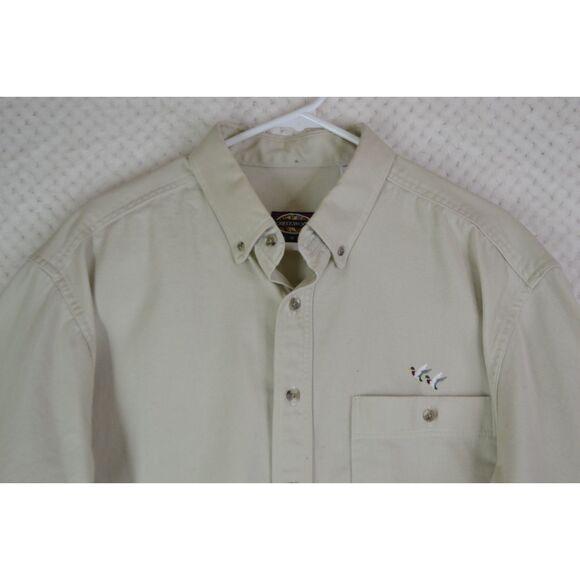 Creekwood Men's XL Tall Khaki Button Down Heavyweight Duck Logo Shirt - Picture 2 of 14